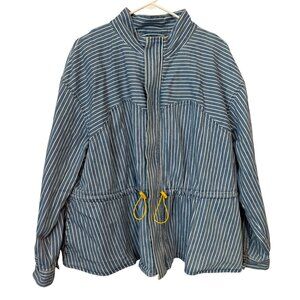 Blue & White Striped Drawstring Jacket 2X Future Collective